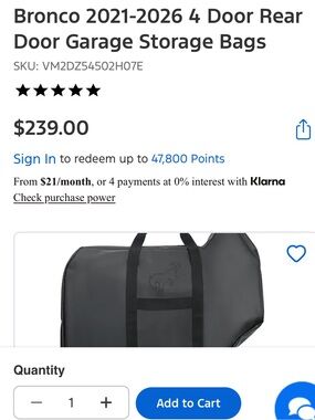 Heavy-Duty Black Rear Door Storage Bag for Bronco 2021-2026